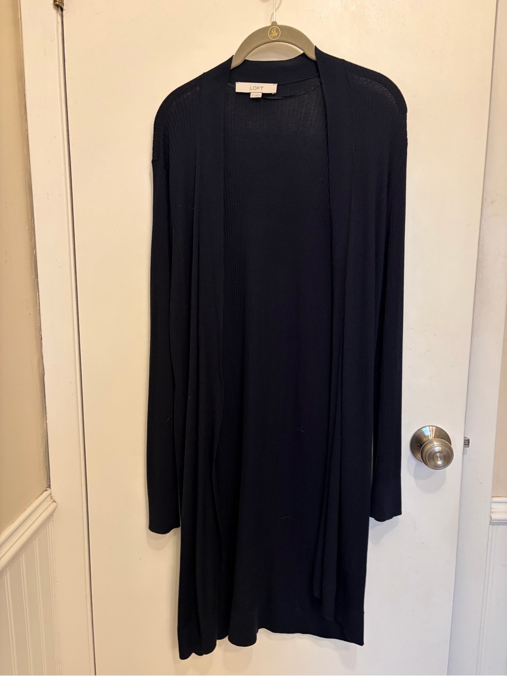 LOFT Black Long Open-Front Cardigan Dress